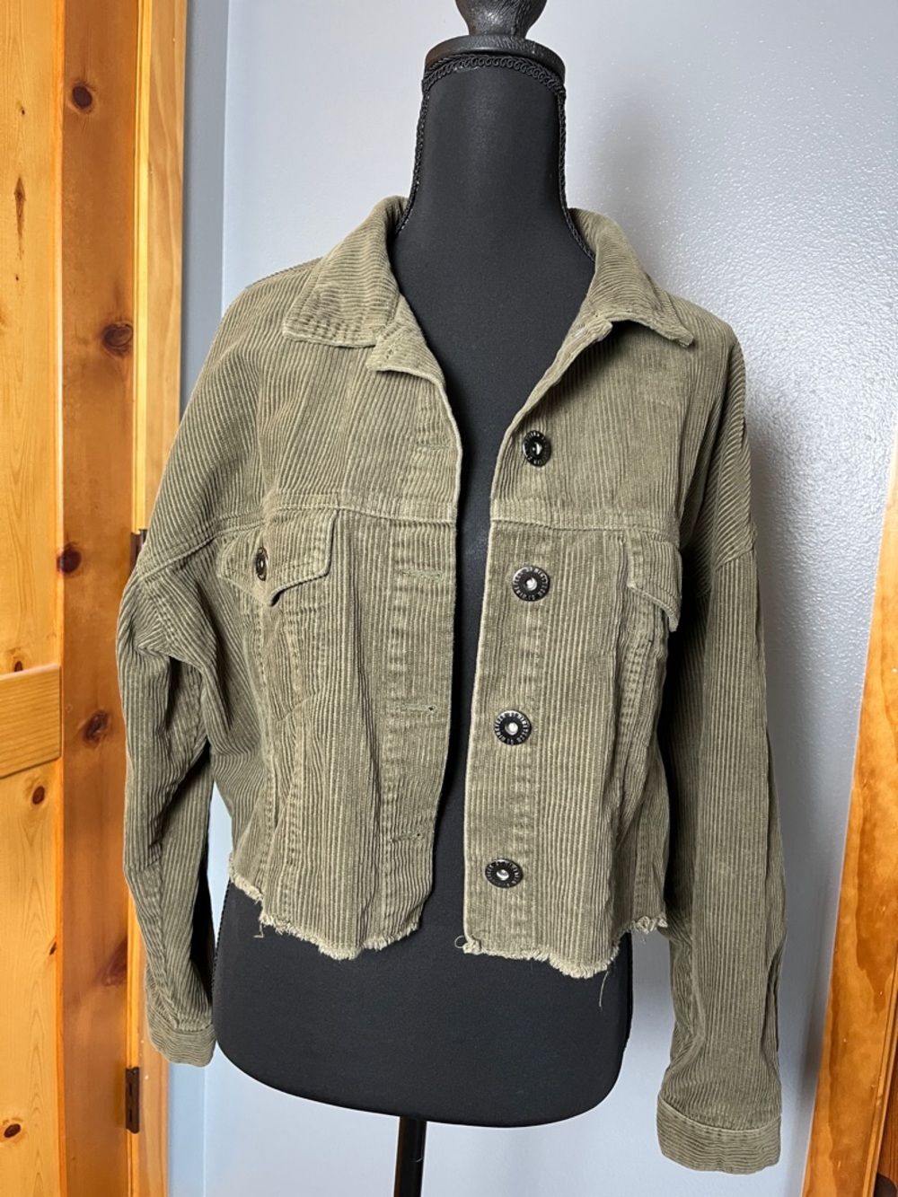 Cotton On Olive Green Corduroy Button-Front Jacket